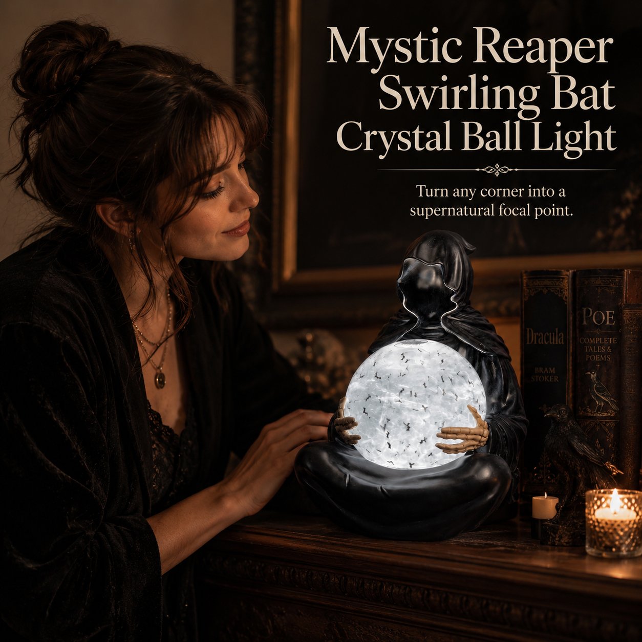 🔮 Mystic Reaper Swirling Bat Crystal Ball Light✈️ Buy 2 Get Free Shipping