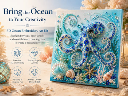 🌊Premium 3D Pearl Ocean Wall Art Kit | Luxury Ocean Theme CanvaAs with Scratch-Resistant Non-Fading Pearl Beads DIY Coastal Decor 🐚✨