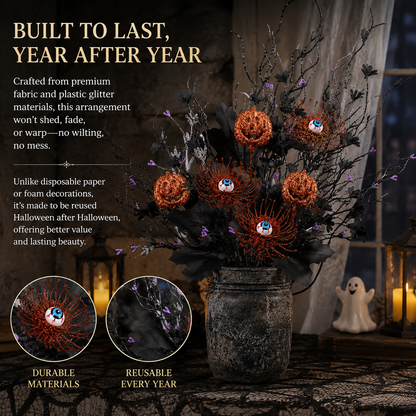 👻Halloween Eyeball Pumpkin Branch Ornaments, Creative Gothic Floral Decorations
