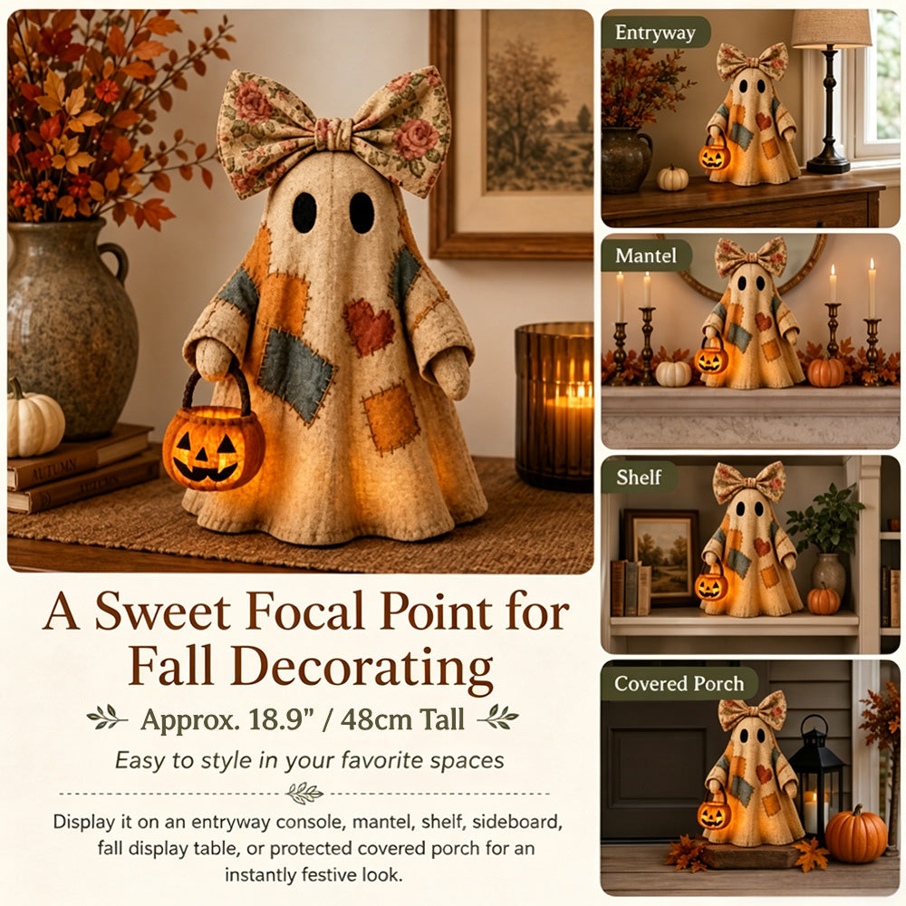 Lighted Vintage Patchwork Ghost