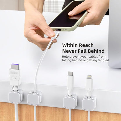 Magnetic Cord Organizer – 6 Pack Wall Mounted & Desktop Cable Holder, Simple Cable Management,Keep Cables in Place on Desk & Wall