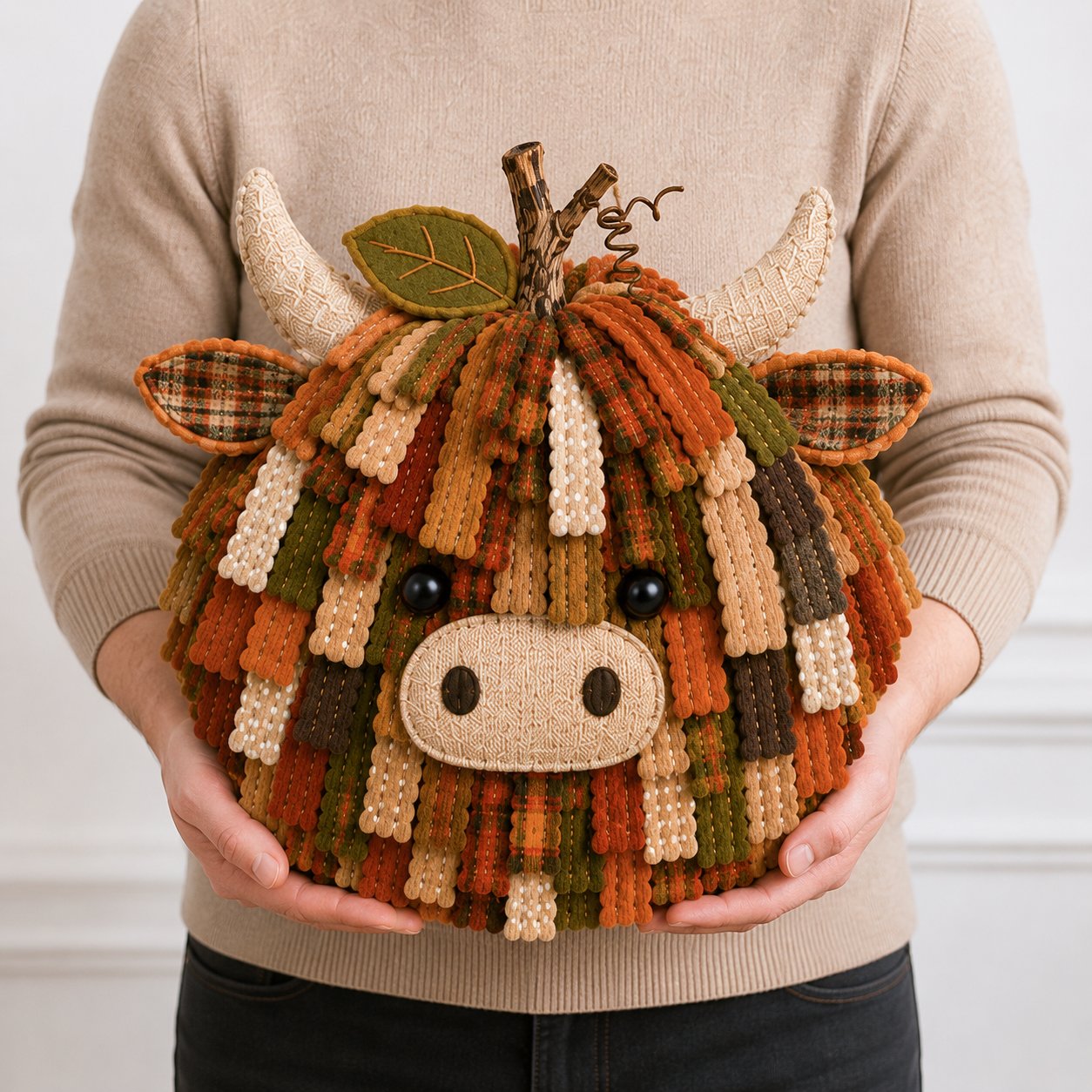Autumn Highland Cow Pumpkin 3D Fabric Diy Kit
