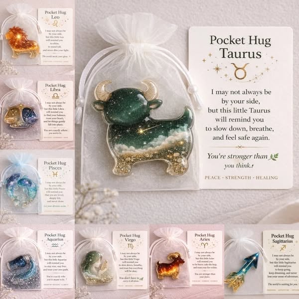 ⚡️🎁🔮Zodiac Glass Pocket Hug