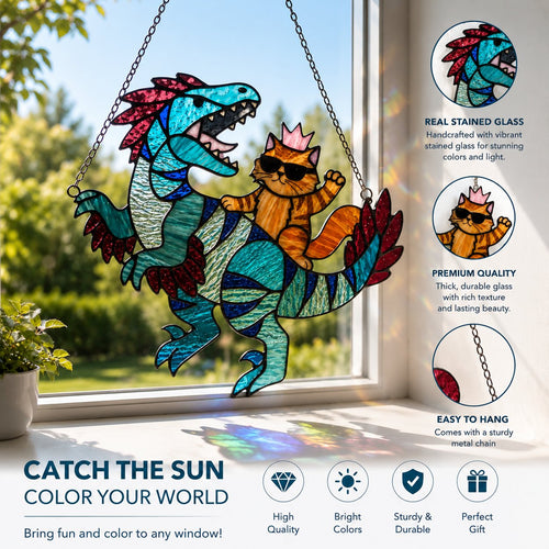 🔥Last Day 57% OFF – 🐉🐱 Princess Donut & Mongo Stained Glass Suncatcher | Dungeon Crawler Carl Window Hanging ✨