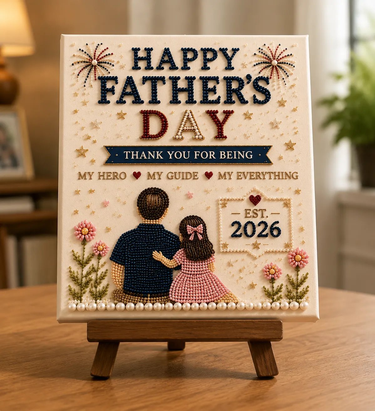 🔥Last Day 50% OFF - 👨‍👧‍👦 Best Dad Ever DIY Pearl Painting Kit ✨💙