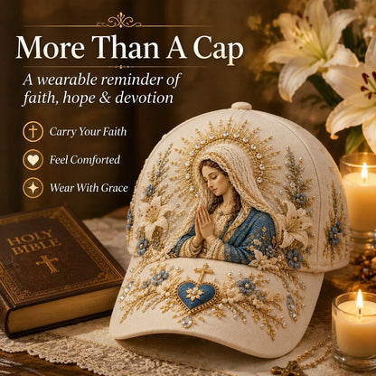 🔥 HOT SALE 49% OFF - ❤️ Sacred Faith Embroidered Baseball Cap | 3D Raised Christian Design, Unisex Comfortable Adjustable Hat for Church, Outdoor Walks & Daily Wear ✝️✨