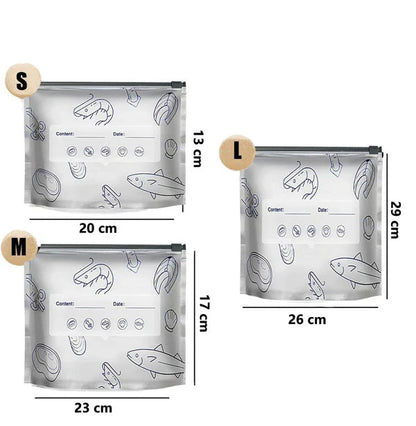 2026 New Resealable Vacuum Zipper Pouches for Food, Stand Up Foil Sealable Bags with Label and Zip Lock for Vegetable Fruit Meat