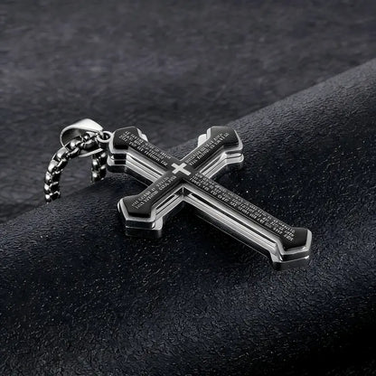 ✝️ Wear Your Faith, Not Just a Necklace – Engraved Bible Verse Cross in Stainless Steel