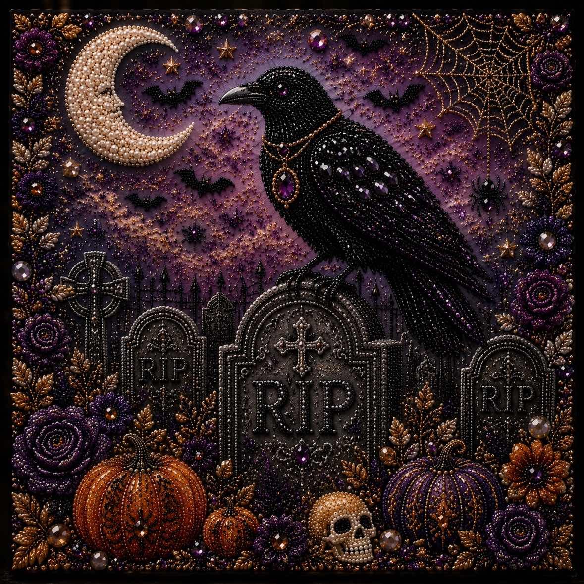 🔥Last Day 49% OFF - 👻 Cute Ghosts Pumpkins 3D Pearl Mosaic Art Kit Halloween Decor (No Mess, Beginner), Age 8+