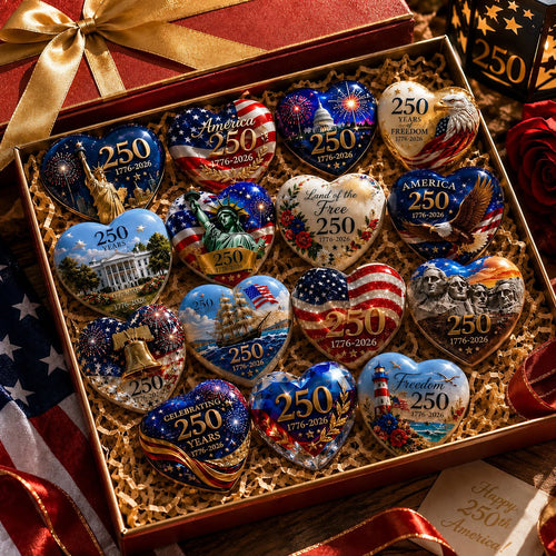 🇺🇸 America 250th Anniversary Commemorative Heart Ornament Collection | 15-Piece Patriotic Keepsake Set🎁Buy 2 Free Shipping