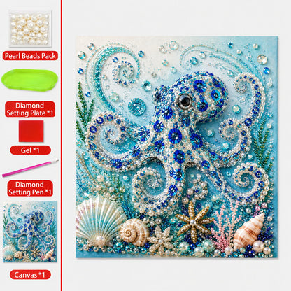🌊Premium 3D Pearl Ocean Wall Art Kit | Luxury Ocean Theme CanvaAs with Scratch-Resistant Non-Fading Pearl Beads DIY Coastal Decor 🐚✨