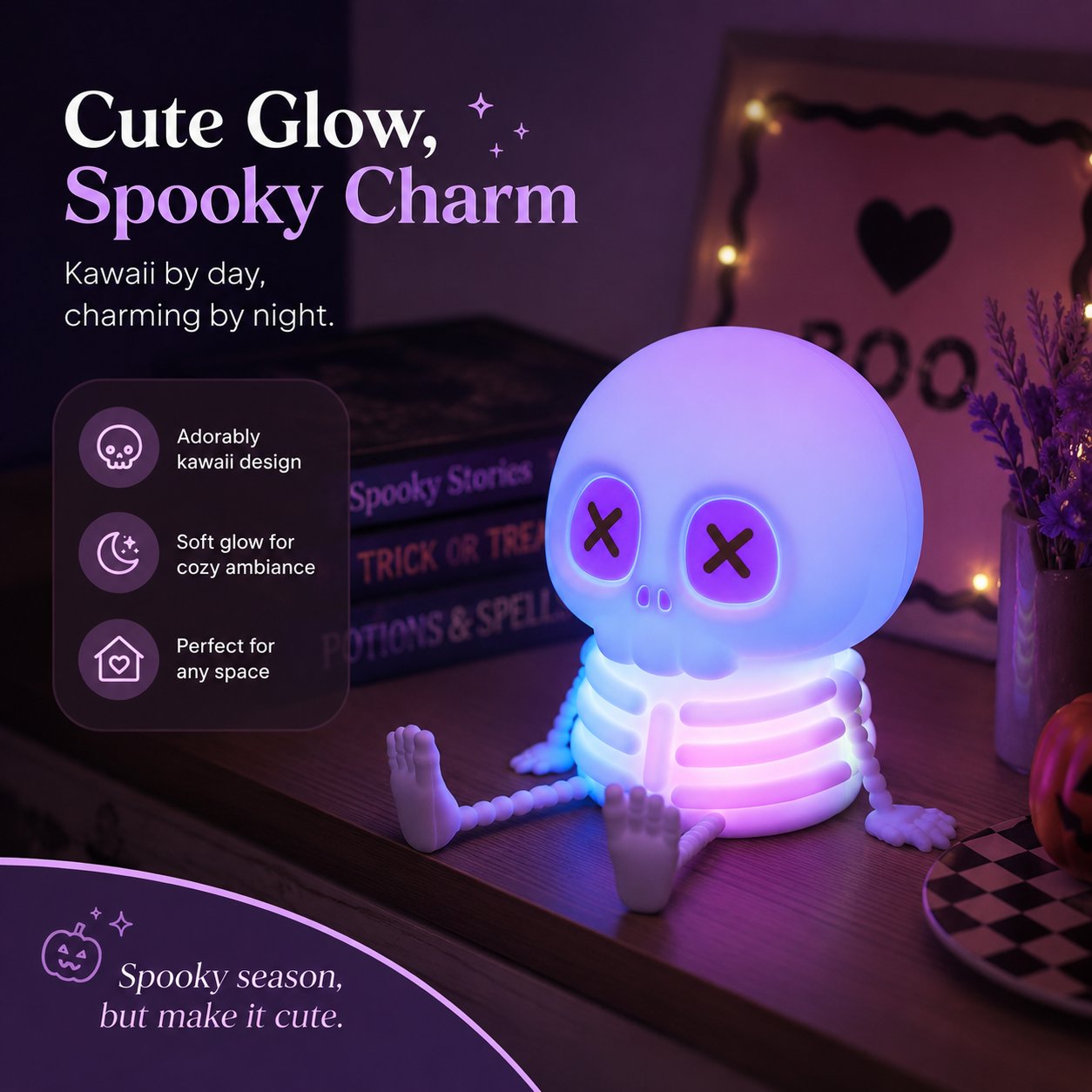 💀HOT SALE 50% OFF🔥Charming Silicone Skeleton Color Changing Bedside Night Light🔥