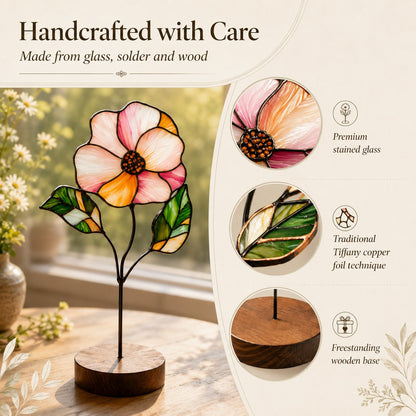 🌸Handmade Stained Glass Flower Freestanding Window Decor