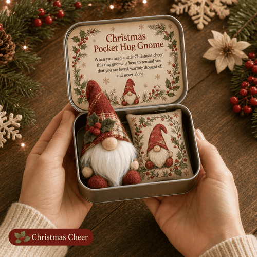 🔥 HOT SALE 49% OFF – 💌 Pocket Hug Gnome Comfort Gift Tin | Mini Plush Keepsake with Heartfelt Message, Matching Cushion & Protective Metal Case 🧸✨