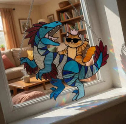 🔥Last Day 57% OFF – 🐉🐱 Princess Donut & Mongo Stained Glass Suncatcher | Dungeon Crawler Carl Window Hanging ✨