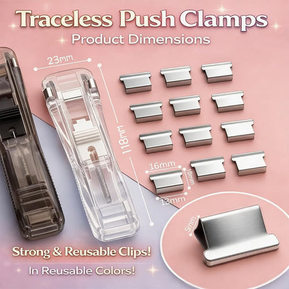 2 Pcs Portable Binder Clip Stapler, with 100 Pcs Small Binder Clips, Non-Destructive Paper Clam Dispenser for Office, Home, School