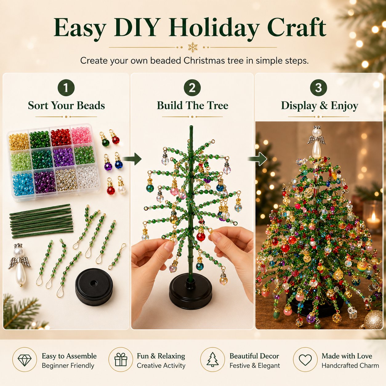 🎄 DIY Beaded Christmas Tree Kit – Create Your Own Sparkling Holiday Decoration - Limited Time 50% OFF
