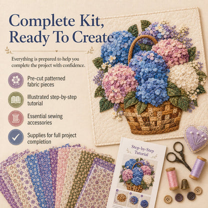 🔥HOT SALE 50% OFF - 🌸Floral Basket Patchwork DIY Kit | 3D Layered Fabric Flower Art Craft for Home Decor & Gifts