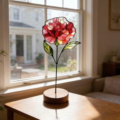🌸Handmade Stained Glass Flower Freestanding Window Decor