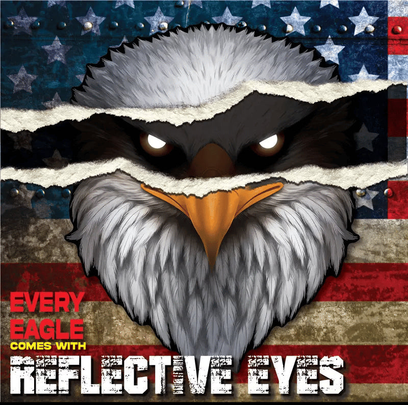 Reflective Eyes Eagle Decal🦅 – Patriotic USA Flag Vinyl Sticker for Trucks