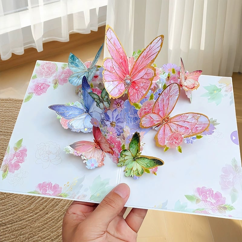 🦋 Vibrant 3D  Butterfly & Daisy Pop-Up Greeting Card！🦋 Open It—and Watch a Butterfly Garden Come to Life!