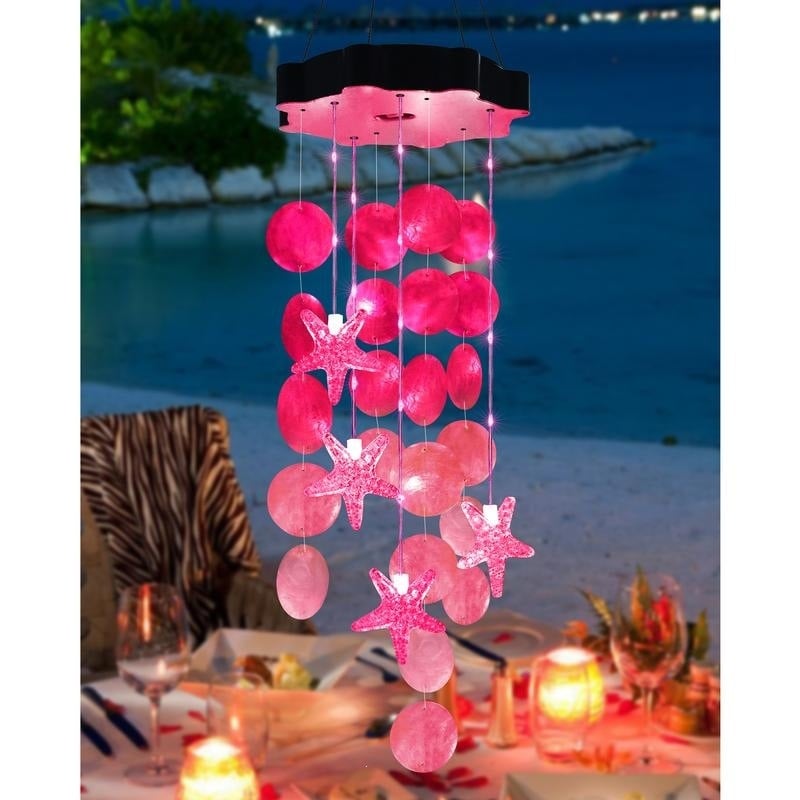 Solar-Powered Seashell Wind Chime Light