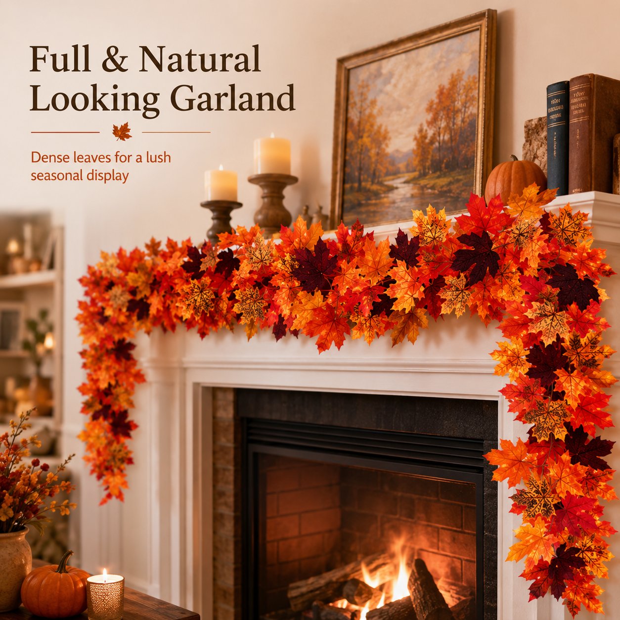 🍁 Artificial Maple Leaf Garland – Fall Autumn Decoration Vine