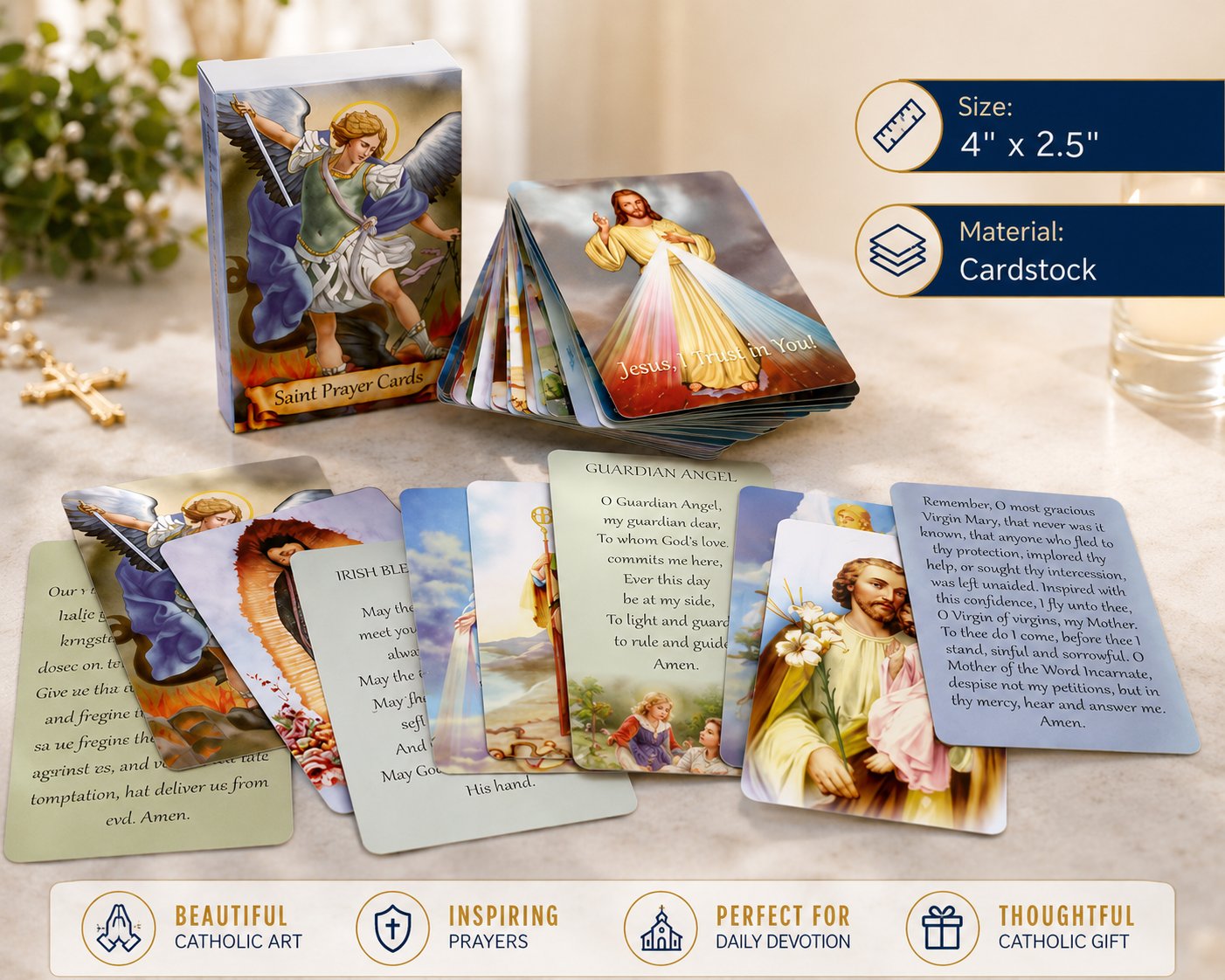 ✝️🎁Catholic Genuine Leather Holy Card Holder – Pocket Prayer Card Organizer with Snap Closure
