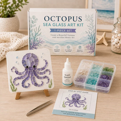 🌊 DIY Sea Glass Mosaic Art Kit – Create Beautiful Ocean-Inspired Artwork with Colorful Glass Pieces, Coastal Home Decor & Creative Handmade Gift