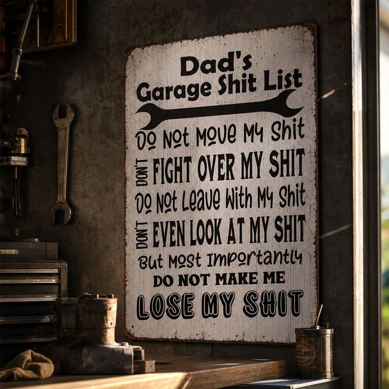 🔥Last Day 50% OFF - 🤘Dad's Garage Shit List Metal Sign