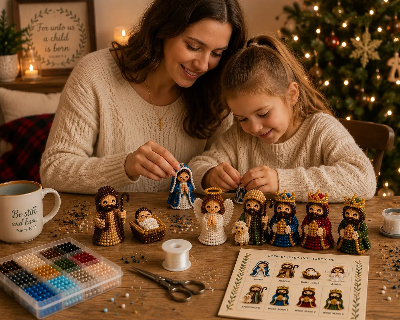 ✝️3D Beaded Nativity Collection DIY Kit – Handmade Christmas Faith Craft Set (8-Piece Set)