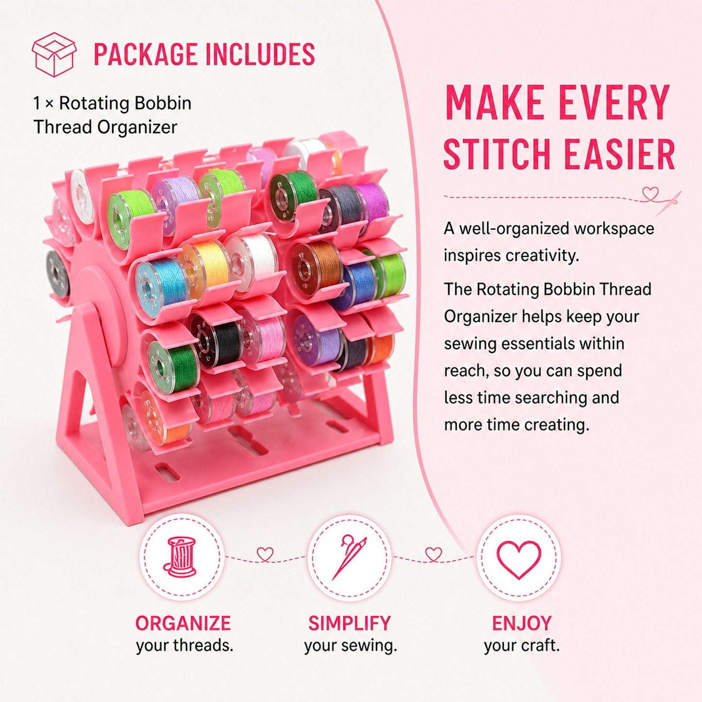🔥 Last Day 49% OFF - 🧵 Rotating Bobbin Thread Organizer