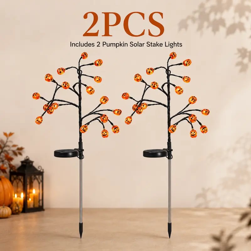 🎃 Pumpkin Solar Stake Lights  – Halloween Outdoor Yard Decor