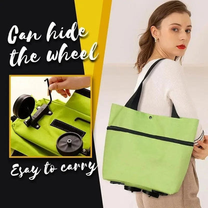 🛒2-in-1 Foldable Shopping Trolley – Sturdy Shopping Bag on Wheels for Supermarket, Market & Travel