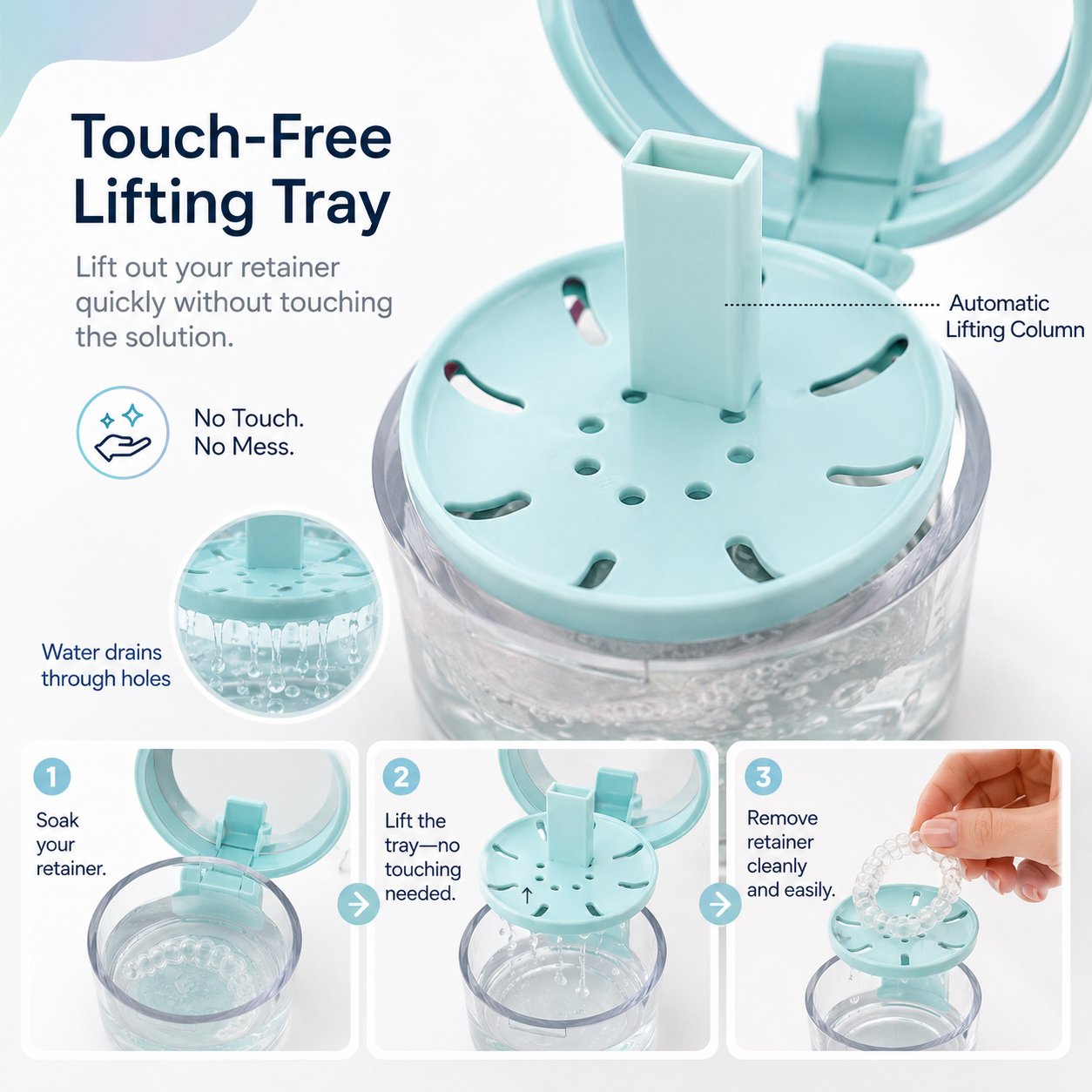 💧Last Day 50% OFF - Portable Retainer and Denture Cleaning Case with Magnetic Lifting Tray