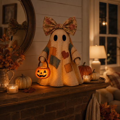 Lighted Vintage Patchwork Ghost