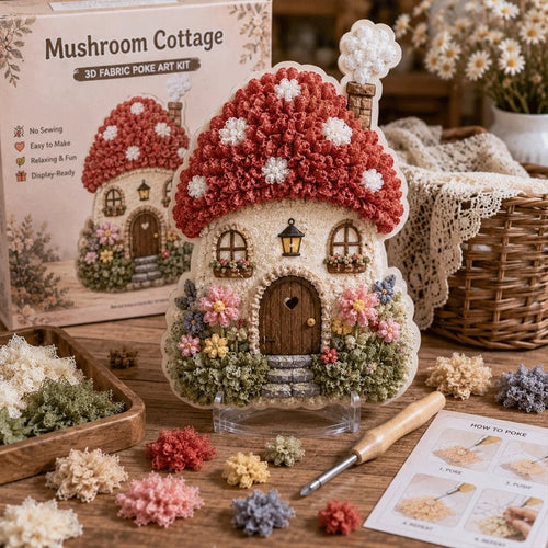 🔥Hot Sale 48% OFF - ✨Whimsical Village 3D Fabric Poke Art Kit