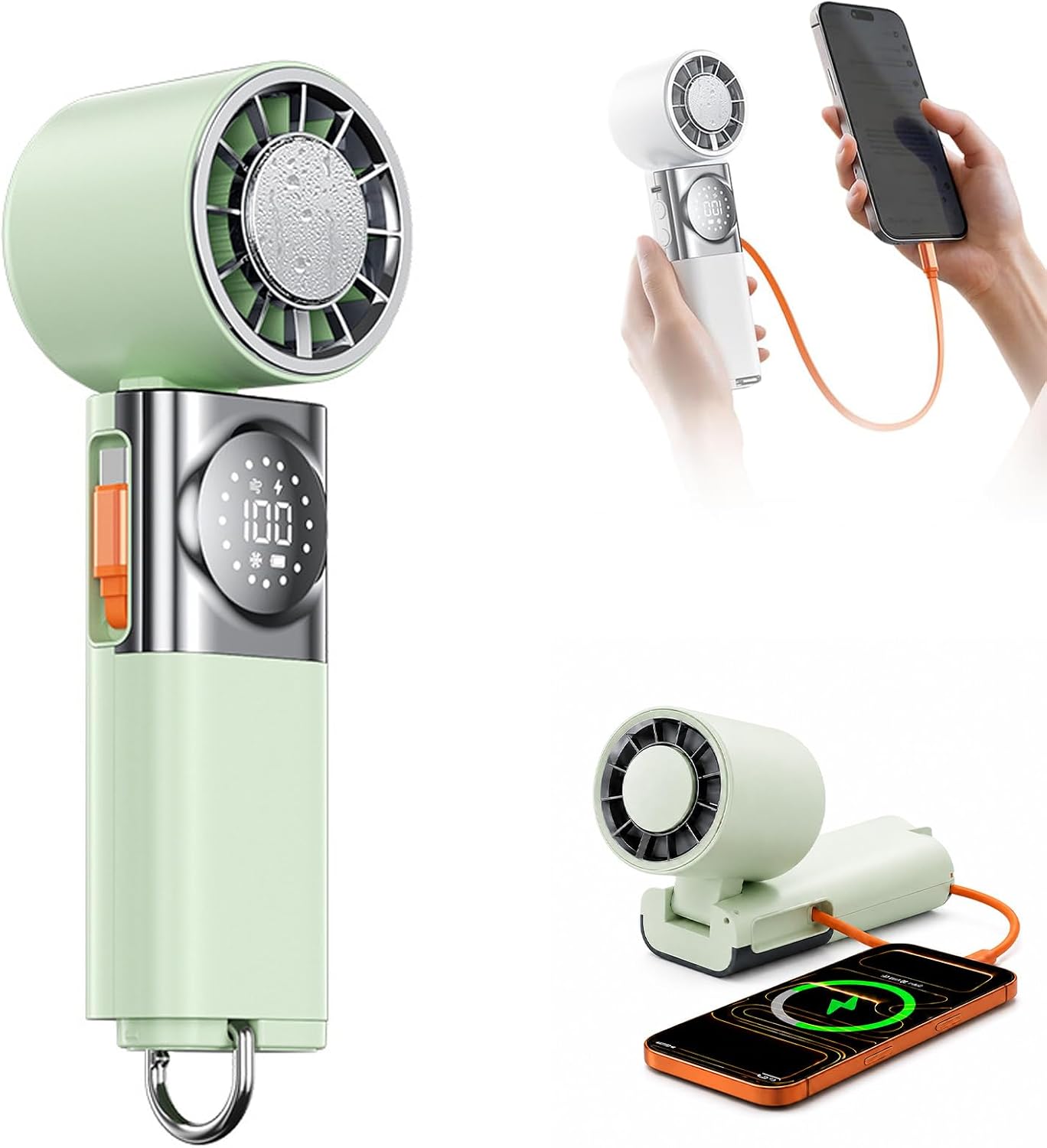 ❄️ 3-in-1 Foldable Ice Cooling Handheld Fan | Portable Fan with Built-in 3600mAh Power Bank
