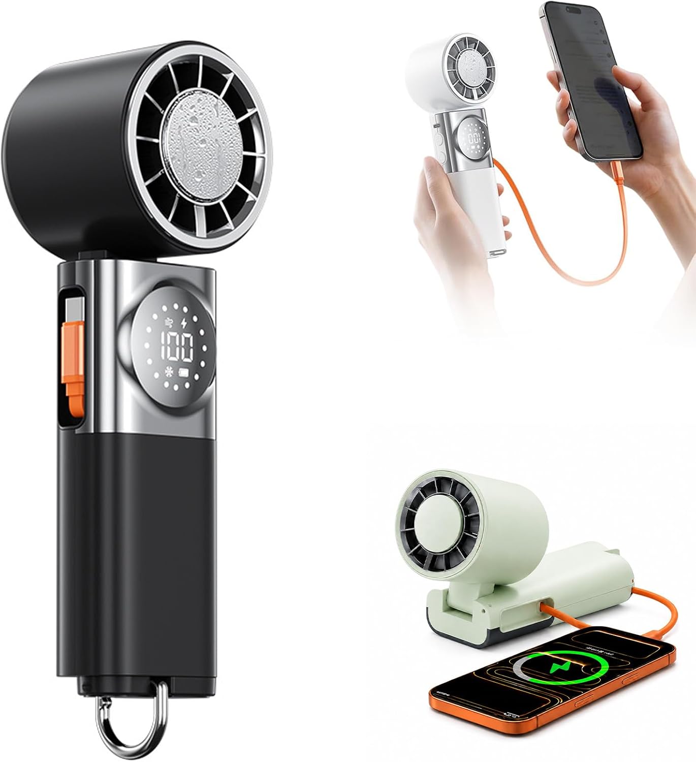 ❄️ 3-in-1 Foldable Ice Cooling Handheld Fan | Portable Fan with Built-in 3600mAh Power Bank