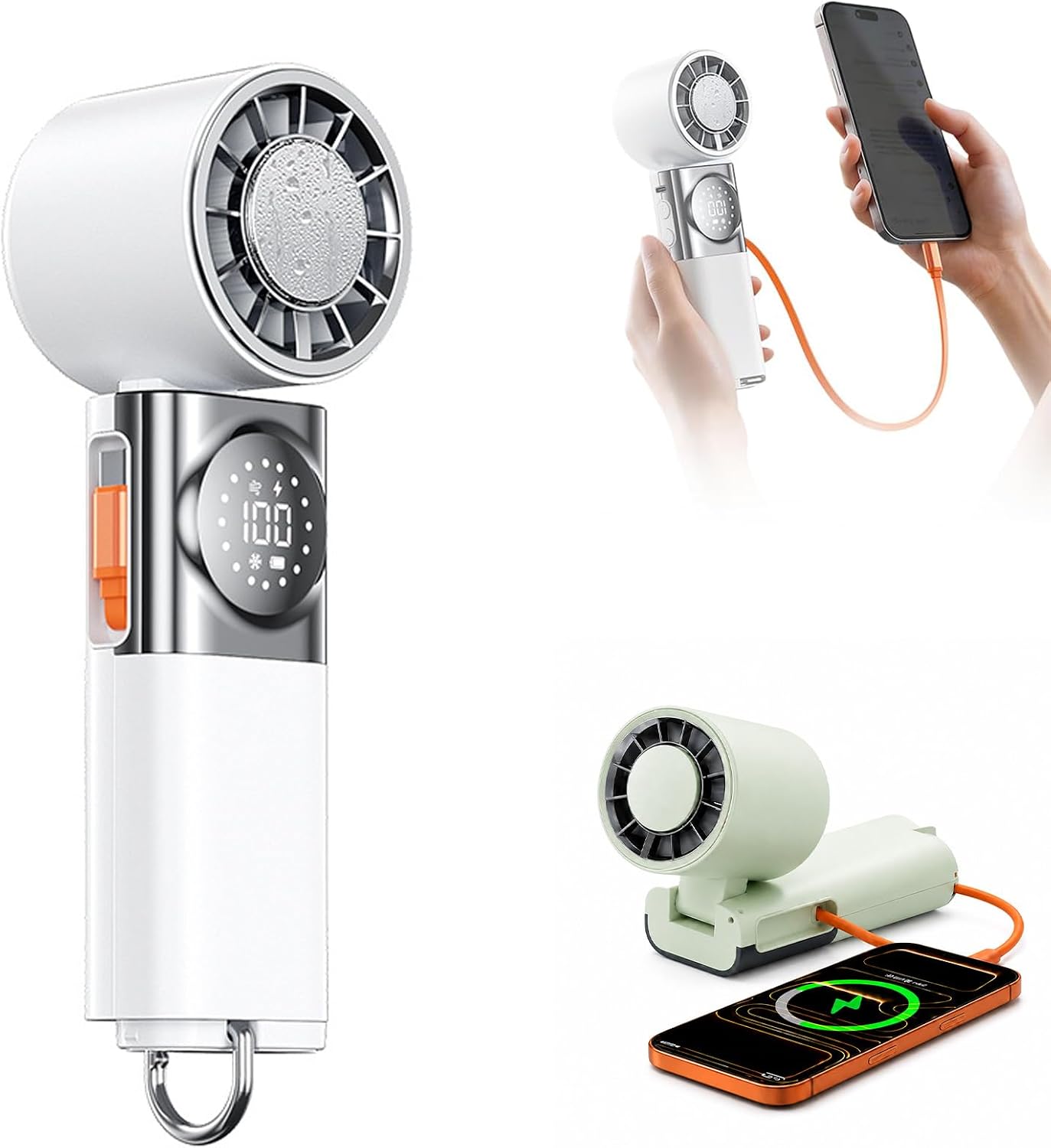 ❄️ 3-in-1 Foldable Ice Cooling Handheld Fan | Portable Fan with Built-in 3600mAh Power Bank