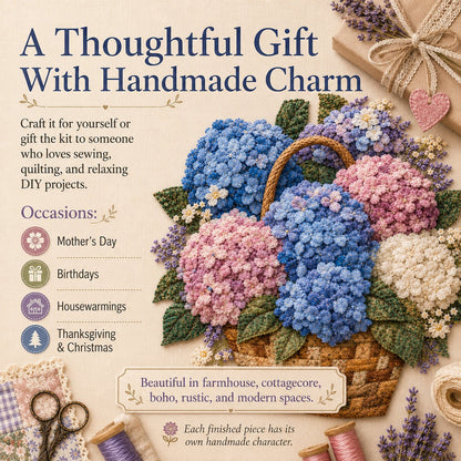 🔥HOT SALE 50% OFF - 🌸Floral Basket Patchwork DIY Kit | 3D Layered Fabric Flower Art Craft for Home Decor & Gifts