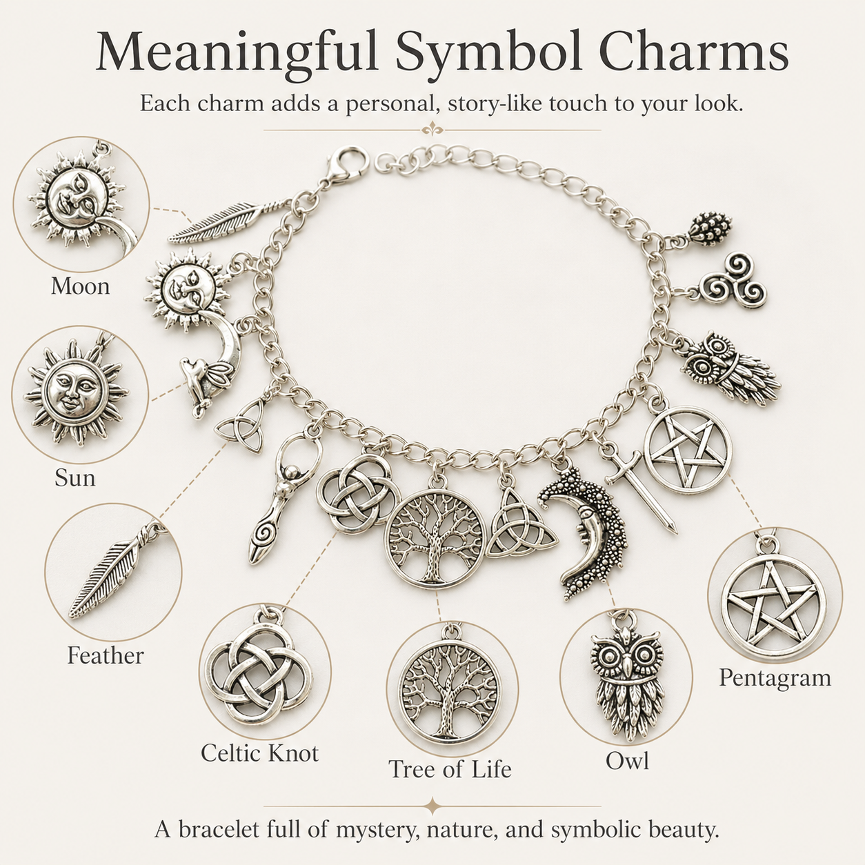 🔥Limited Time 60% Off✨Vintage Witchy Charm Bracelet-Wear Your Story. 7 Charms, 7 Meanings, One Bracelet.