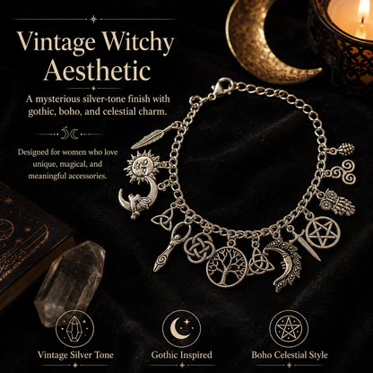 🔥Limited Time 60% Off✨Vintage Witchy Charm Bracelet-Wear Your Story. 7 Charms, 7 Meanings, One Bracelet.