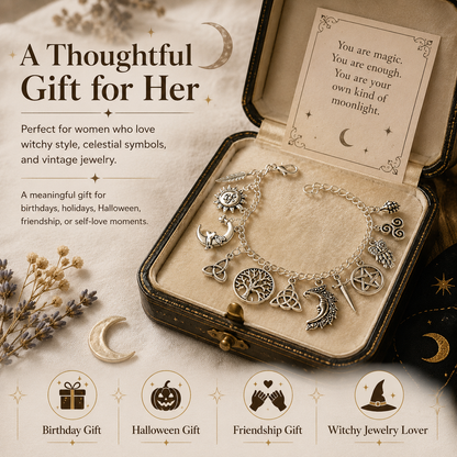 🔥Limited Time 60% Off✨Vintage Witchy Charm Bracelet-Wear Your Story. 7 Charms, 7 Meanings, One Bracelet.