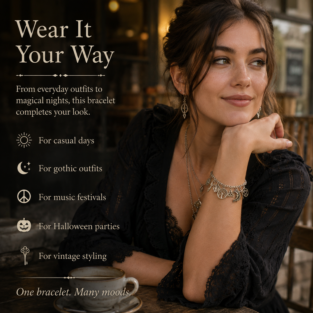 🔥Limited Time 60% Off✨Vintage Witchy Charm Bracelet-Wear Your Story. 7 Charms, 7 Meanings, One Bracelet.