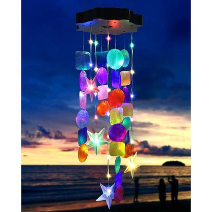 Solar-Powered Seashell Wind Chime Light