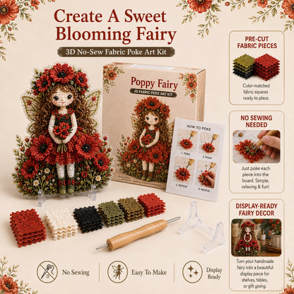 🔥HOT SALE 49% OFF – 🌸🧚‍♀️ Flower Fairy 3D Fabric Poke Art Kit | No-Sew Fluffy Fabric Craft with Raised Floral Texture & Display-Ready Fairy Decor ✨