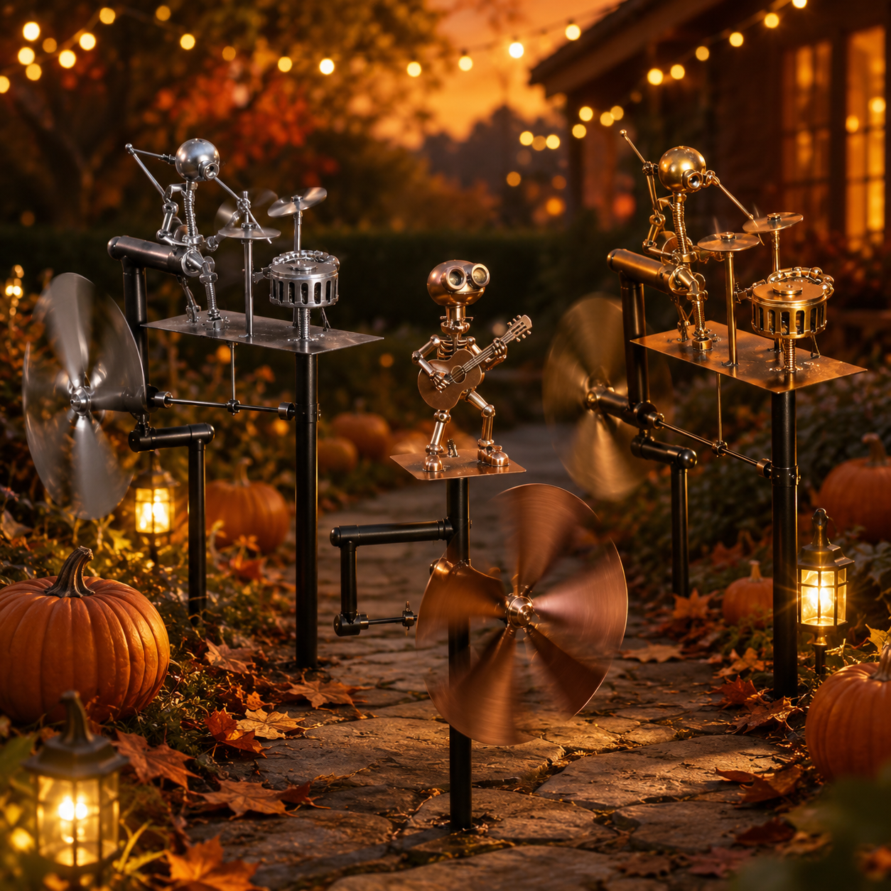 🔥HOT SALE 49% OFF💀🎃Halloween Metal Drummer Kinetic Wind Spinner