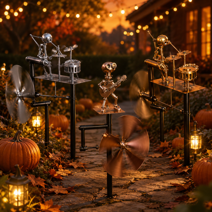 🔥HOT SALE 49% OFF💀🎃Halloween Metal Drummer Kinetic Wind Spinner