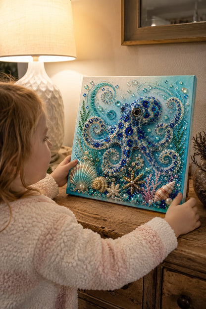 🌊Premium 3D Pearl Ocean Wall Art Kit | Luxury Ocean Theme CanvaAs with Scratch-Resistant Non-Fading Pearl Beads DIY Coastal Decor 🐚✨
